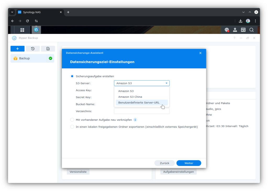 Backup Task Settings