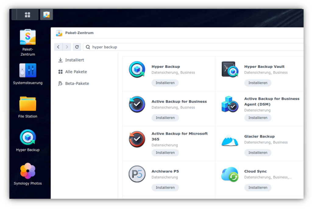 Synology DSM Package Center