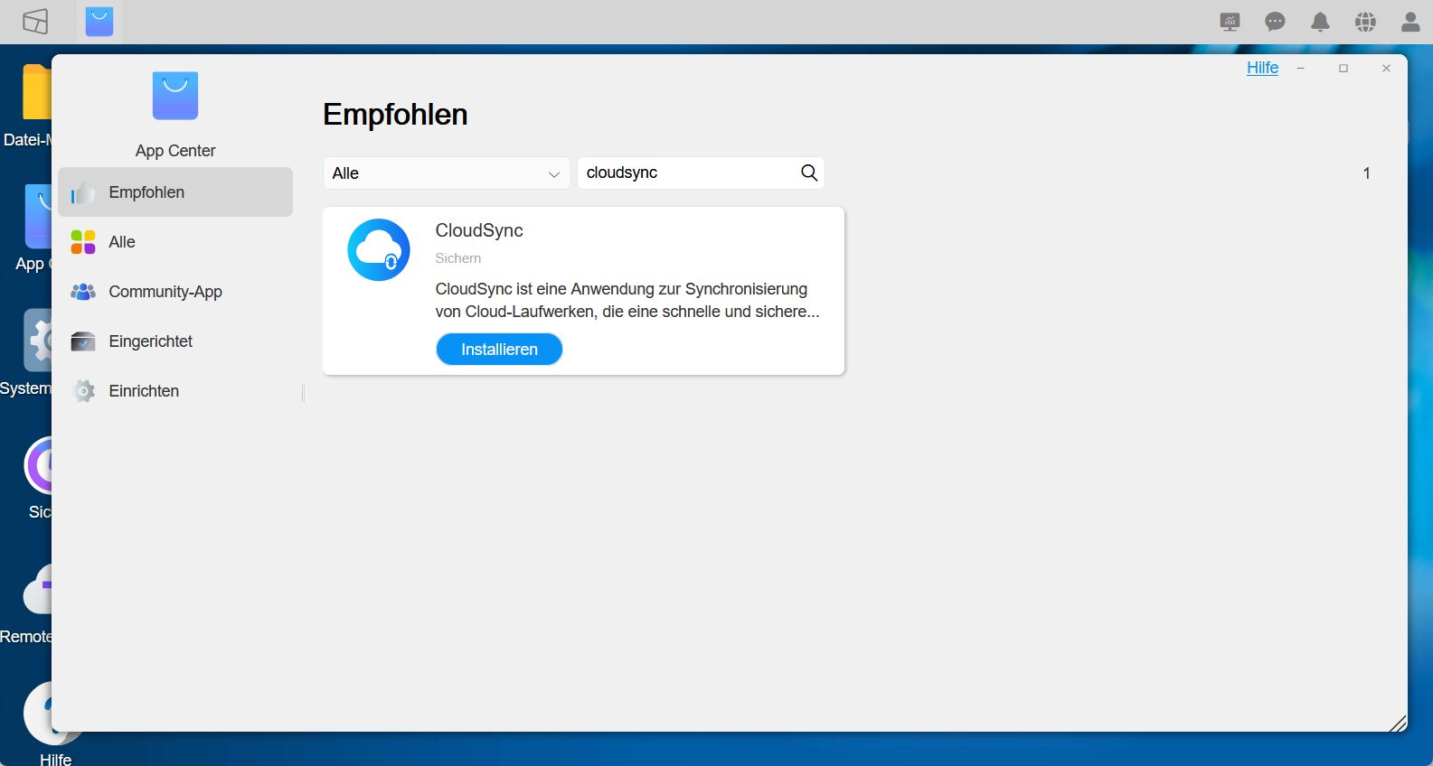 App Center Suchergebnis CloudSync